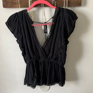 NWT Abercrombie and Fitch ruffle v-neck top